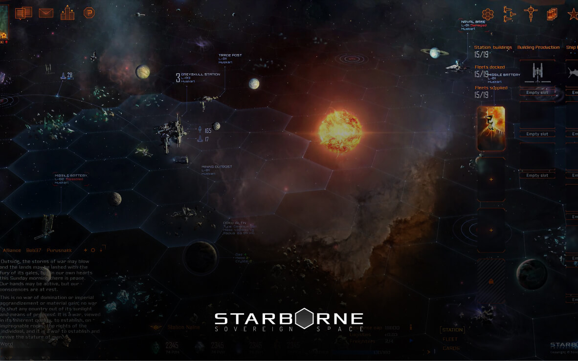 Screenshot of Starborne: Sovereign Space - UX/UI interface and design