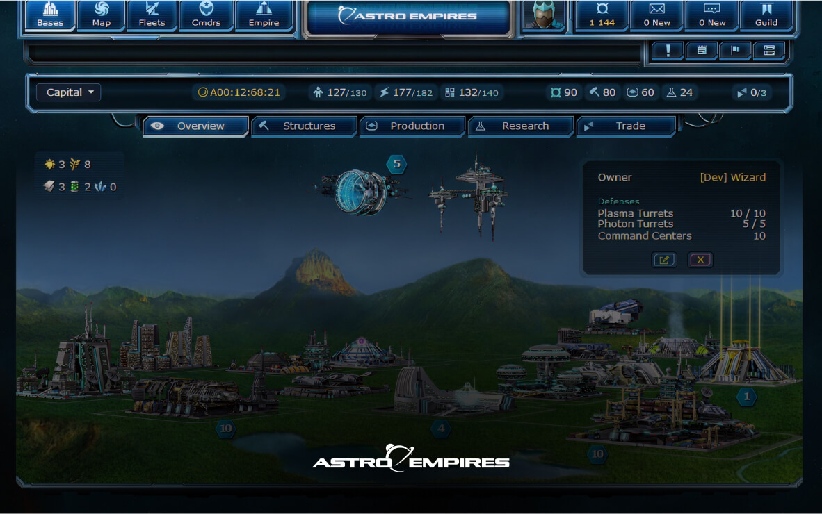 Screenshot of Astro Empires - UX/UI interface and design