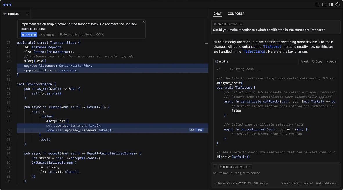 Code source Rust affichant l'implémentation de la pile de transport TLS