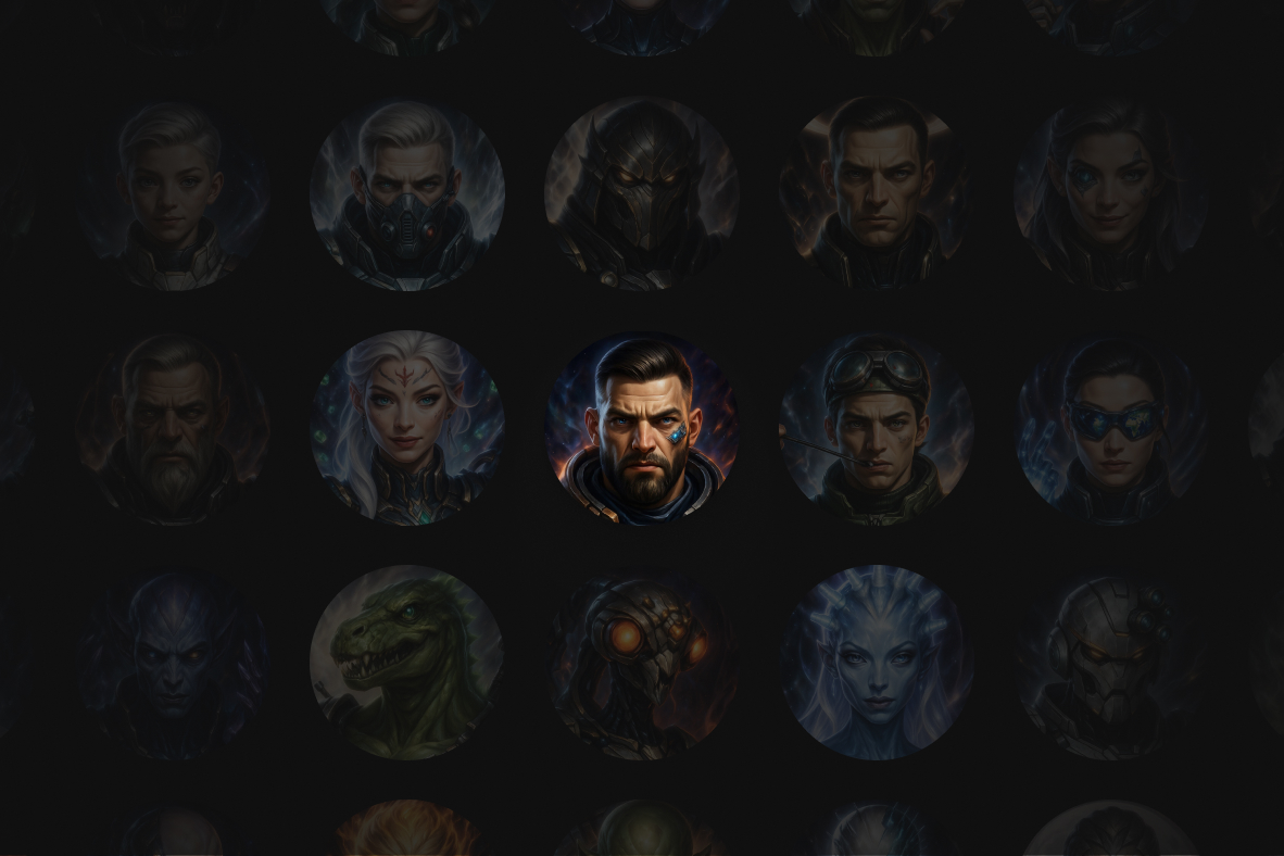 Screenshot of 48 Astro Nova avatars - UX/UI interface and design